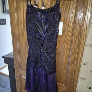 HalloWeen FAIRY Black and Purple Lace-Up Dress